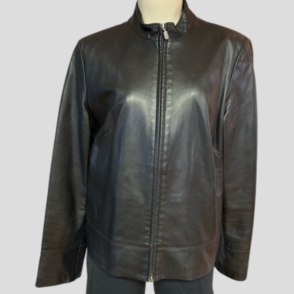 Danier Woman's Black Leather Bomber Jacket